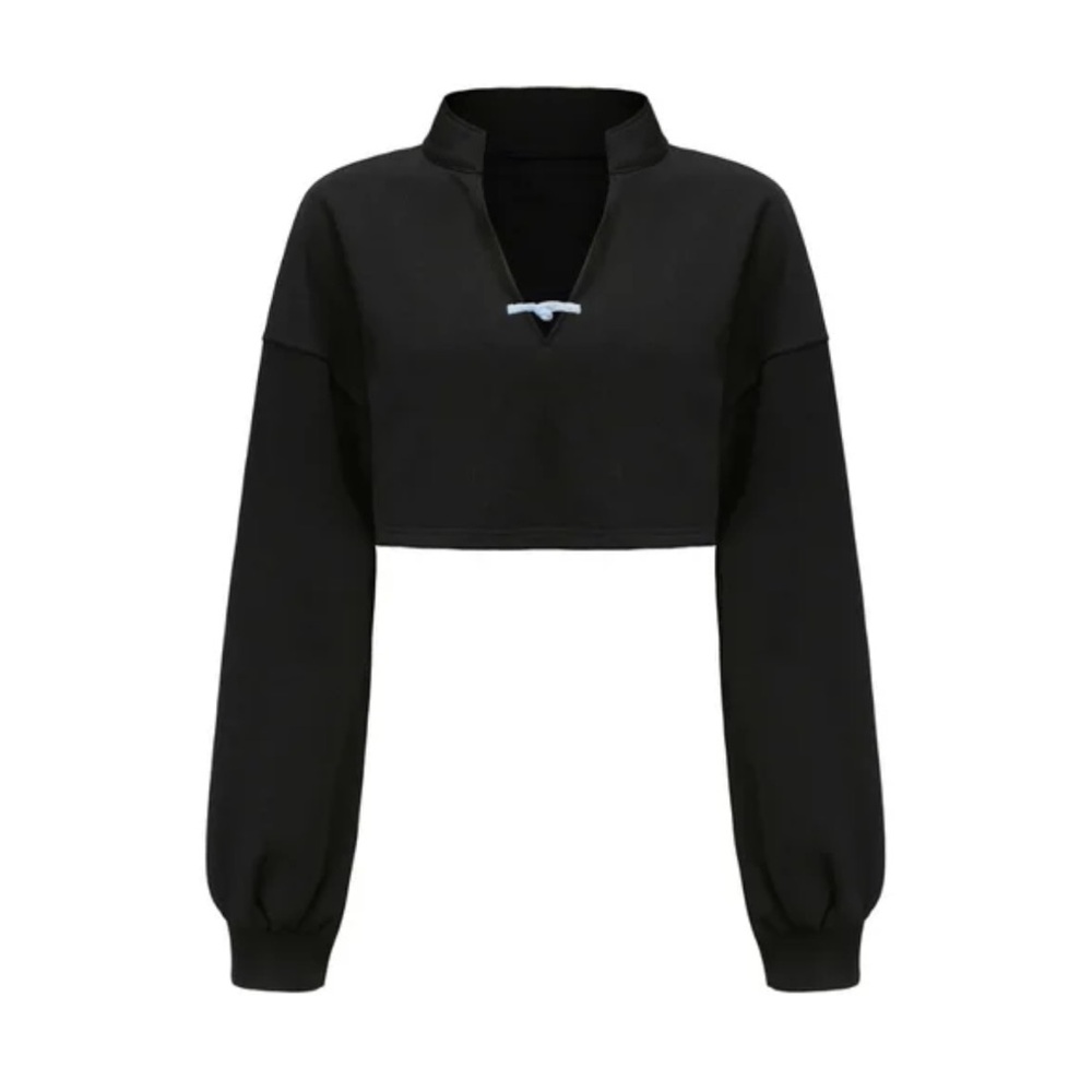 DAWANG Black Hei Collar Crop Top
